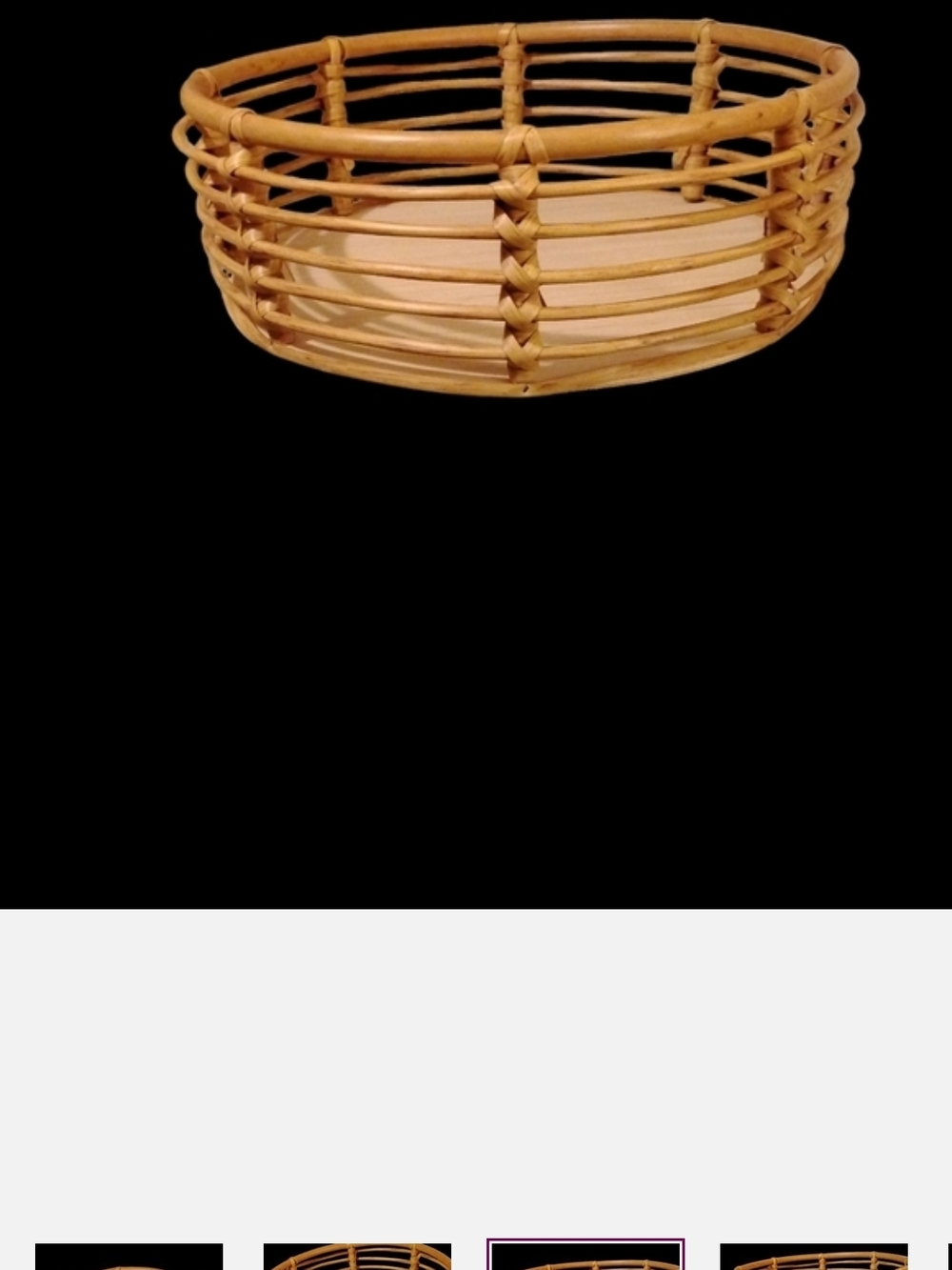 Handcrafted Tan Rattan Round Serving Tray - Picture 7 of 8